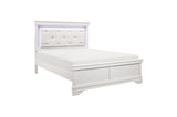 Lana White Modern Contemporary Solid Wood Faux Leather Upholstered Tufted LED Panel Bedroom Set - Ella Furniture