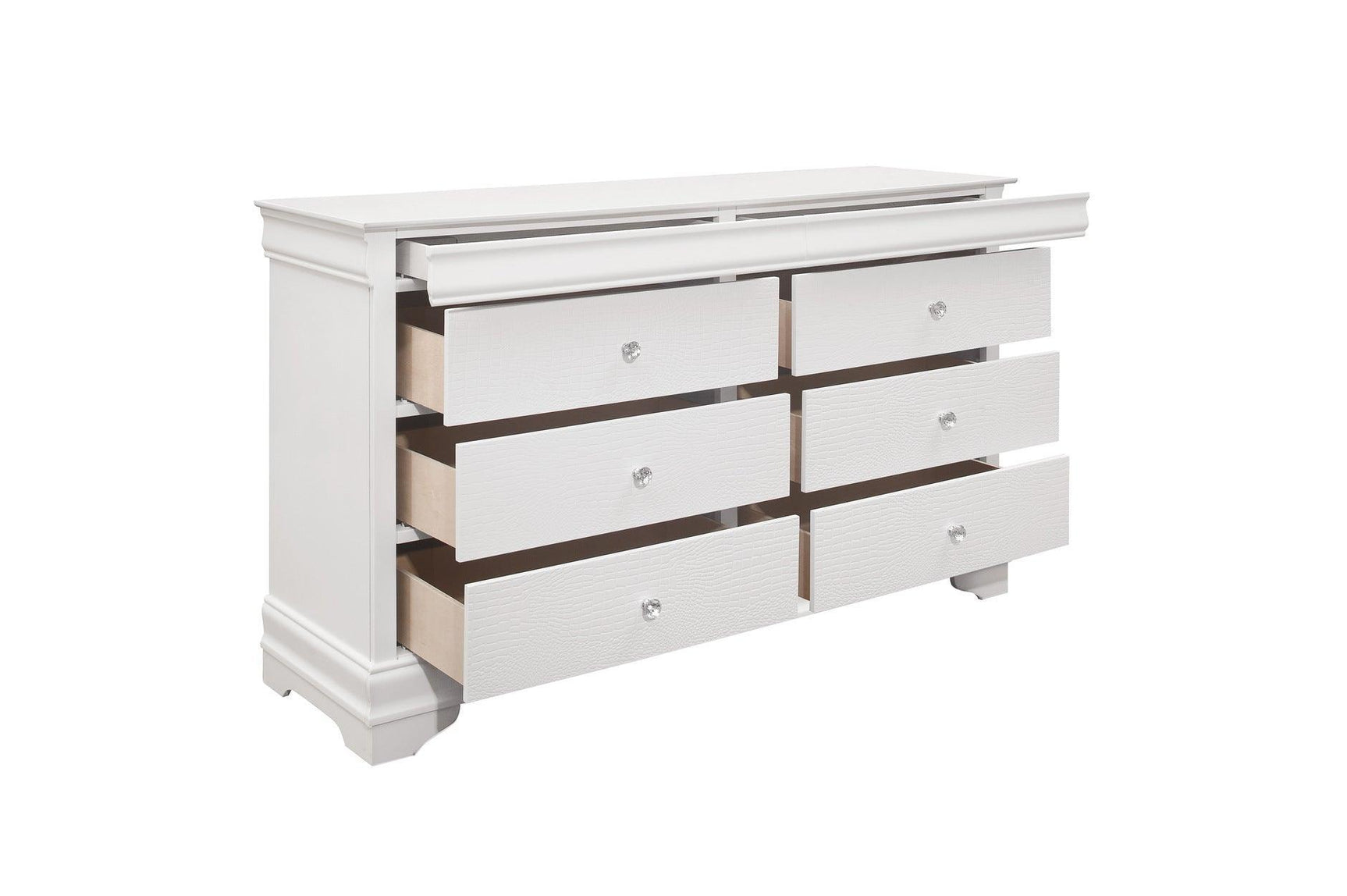 Lana White Modern Contemporary Solid Wood Faux Leather Upholstered Tufted LED Panel Bedroom Set - Ella Furniture