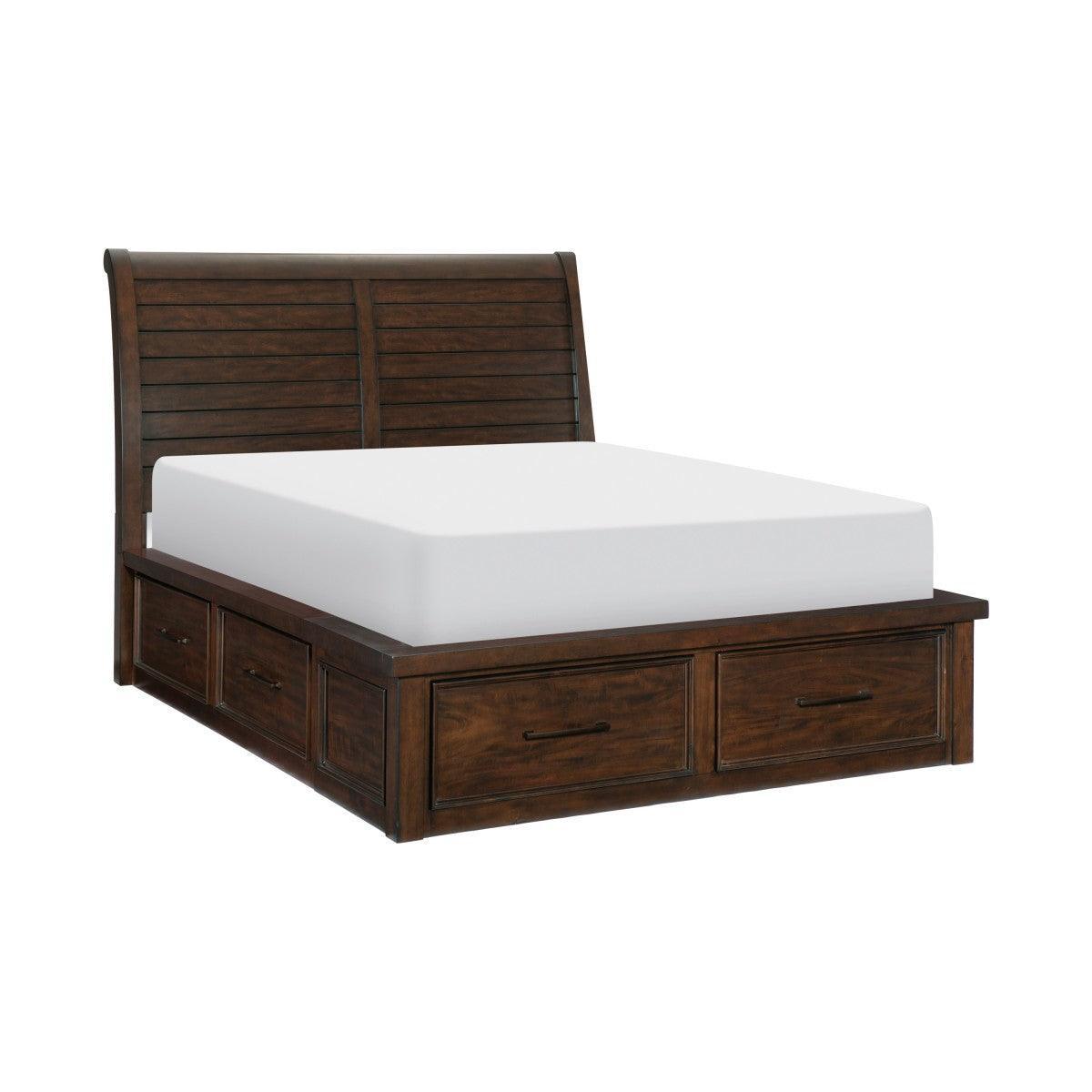 Logandale Brown Modern Transitional Mango Veneer Wood And Engineered Wood King Sleigh Bed - Ella Furniture