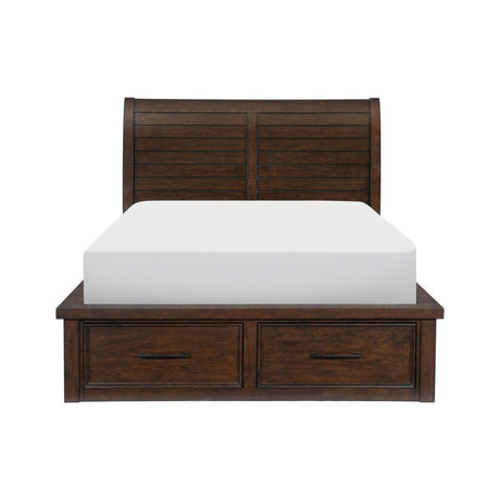 Logandale Brown Modern Transitional Mango Veneer Wood And Engineered Wood King Sleigh Bed - Ella Furniture