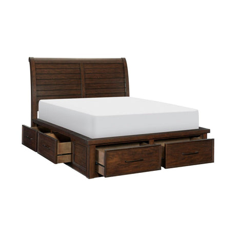 Logandale Brown Modern Transitional Mango Veneer Wood And Engineered Wood King Sleigh Bed - Ella Furniture