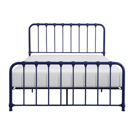 Bethany Blue Finish Modern Contemporary Traditional Youth Queen Platform Bed With Metal Frame - Ella Furniture