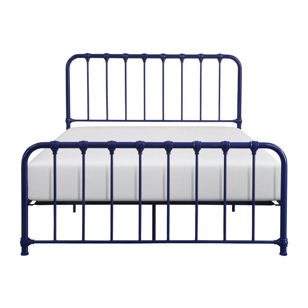 Bethany Blue Finish Modern Contemporary Traditional Youth Queen Platform Bed With Metal Frame - Ella Furniture