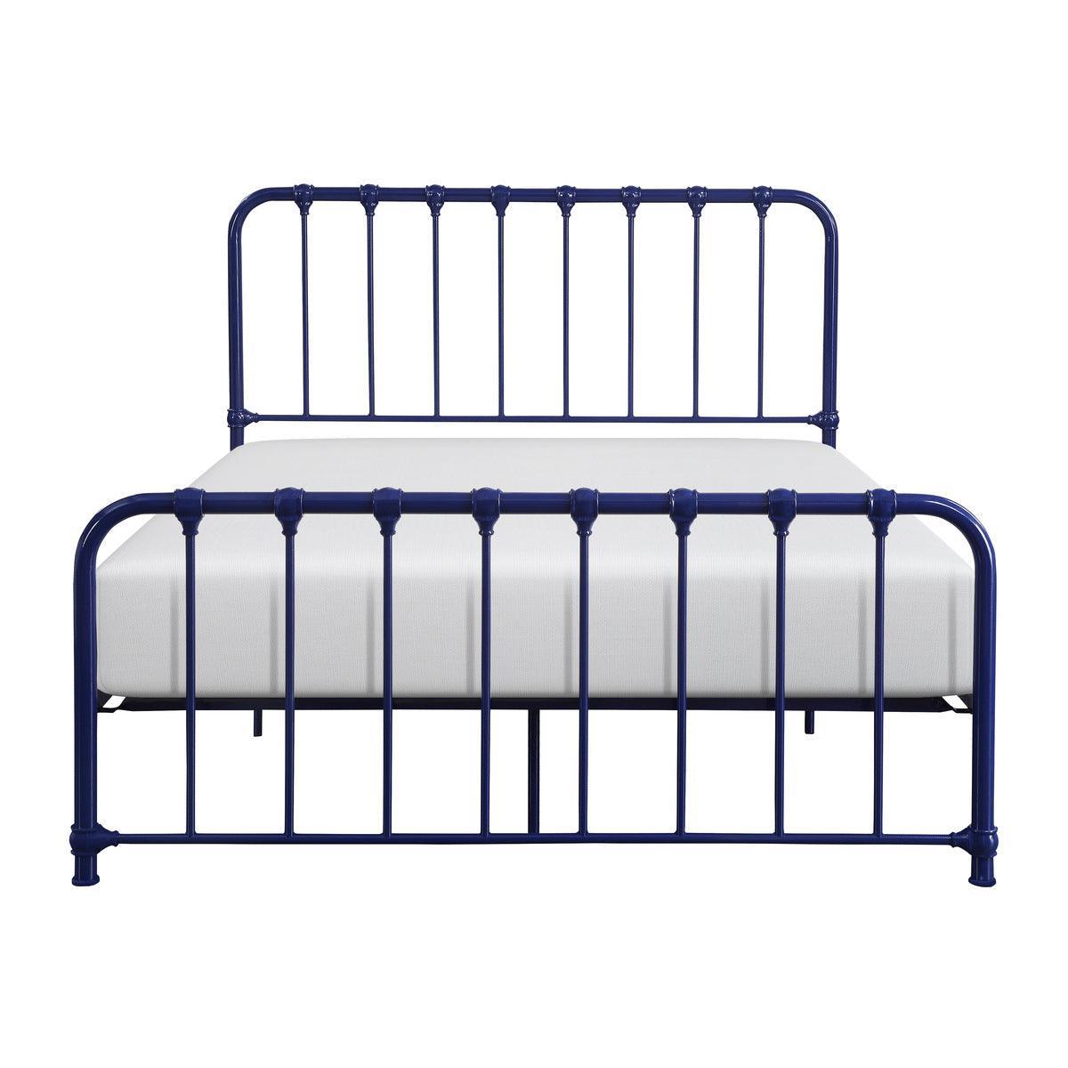 Bethany Blue Finish Modern Contemporary Traditional Youth Queen Platform Bed With Metal Frame - Ella Furniture