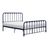 Bethany Blue Finish Modern Contemporary Traditional Youth Queen Platform Bed With Metal Frame - Ella Furniture