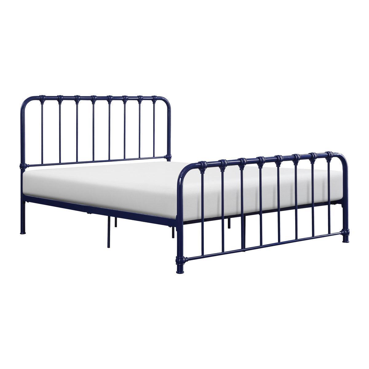 Bethany Blue Finish Modern Contemporary Traditional Youth Queen Platform Bed With Metal Frame - Ella Furniture
