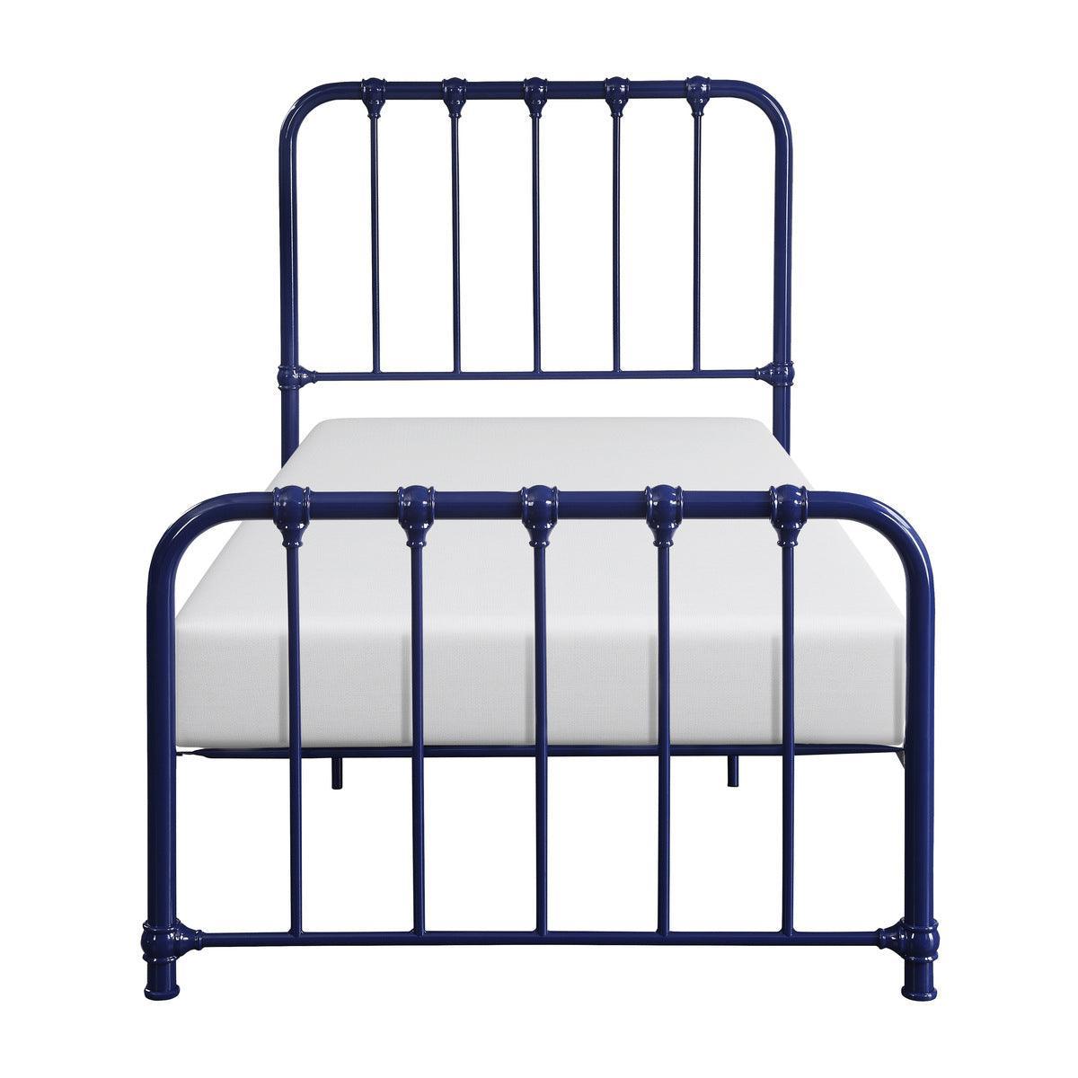 Bethany Blue Modern Contemporary Traditional Metal Frame Twin Platform Bed In A Box - Ella Furniture