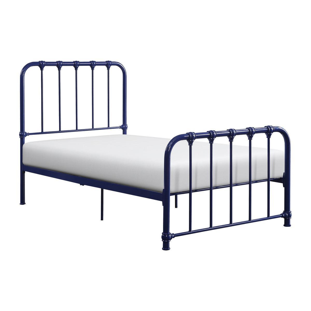 Bethany Blue Modern Contemporary Traditional Metal Frame Twin Platform Bed In A Box - Ella Furniture