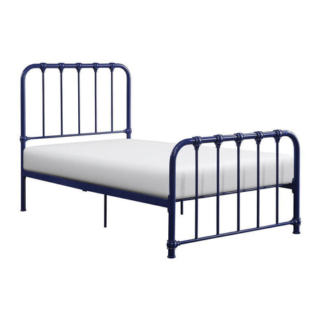 Bethany Blue Modern Contemporary Traditional Metal Frame Twin Platform Bed In A Box - Ella Furniture