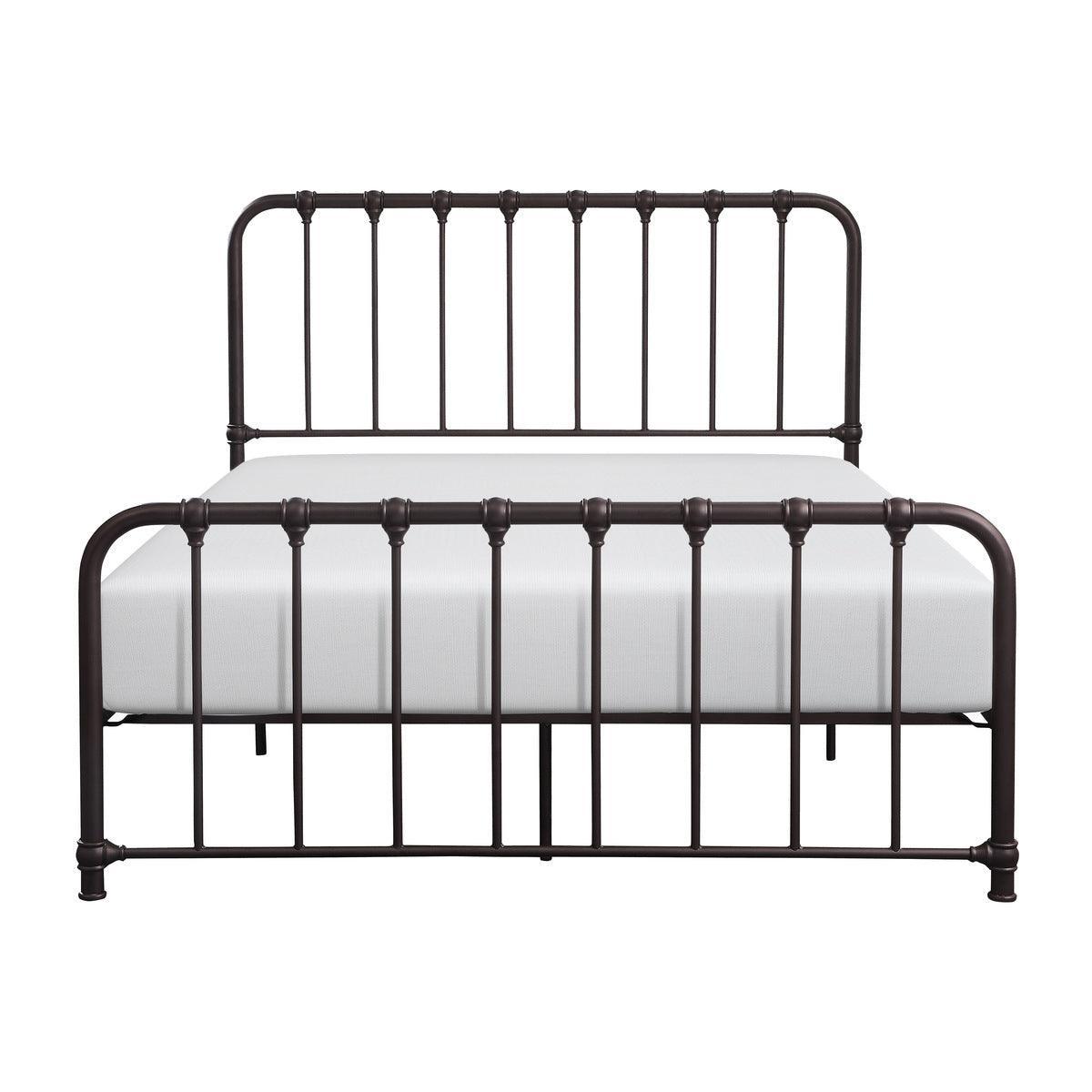 Bethany Dark Bronze Modern Contemporary Traditional Metal Frame Queen Platform Bed Ships In One Box - Ella Furniture