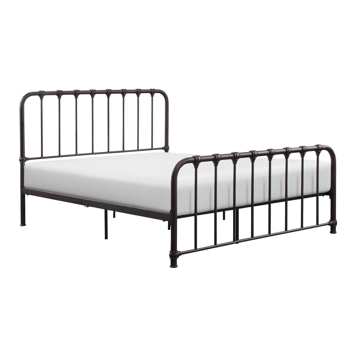 Bethany Dark Bronze Modern Contemporary Traditional Metal Frame Queen Platform Bed Ships In One Box - Ella Furniture