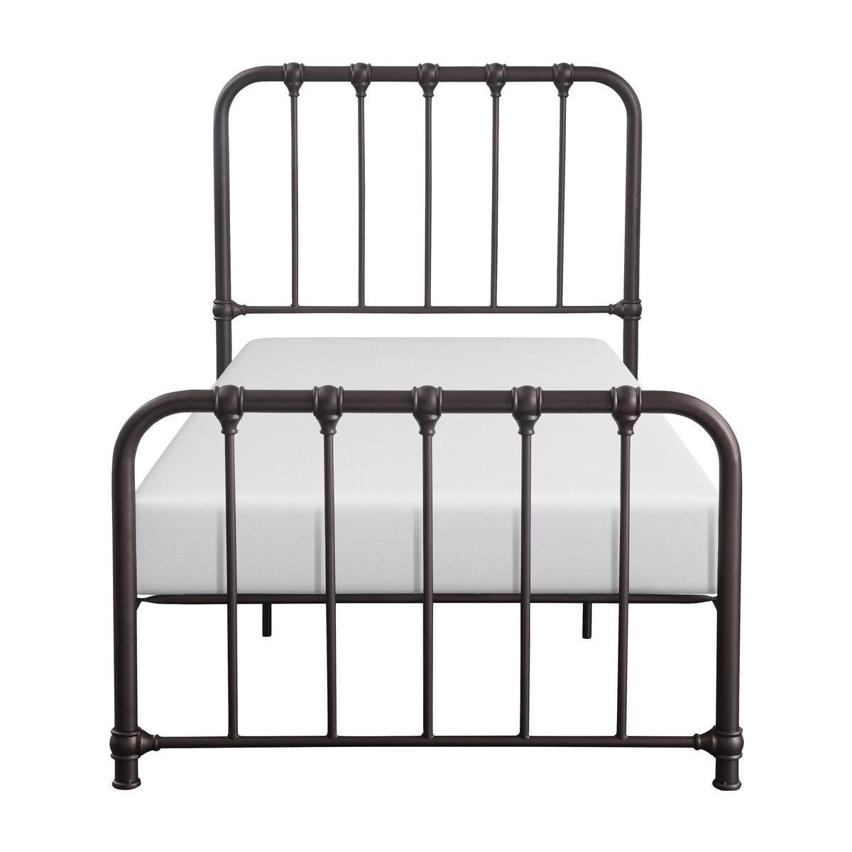 Bethany Dark Bronze Modern Contemporary Traditional Metal Frame Twin Platform Bed Ships In One Box - Ella Furniture