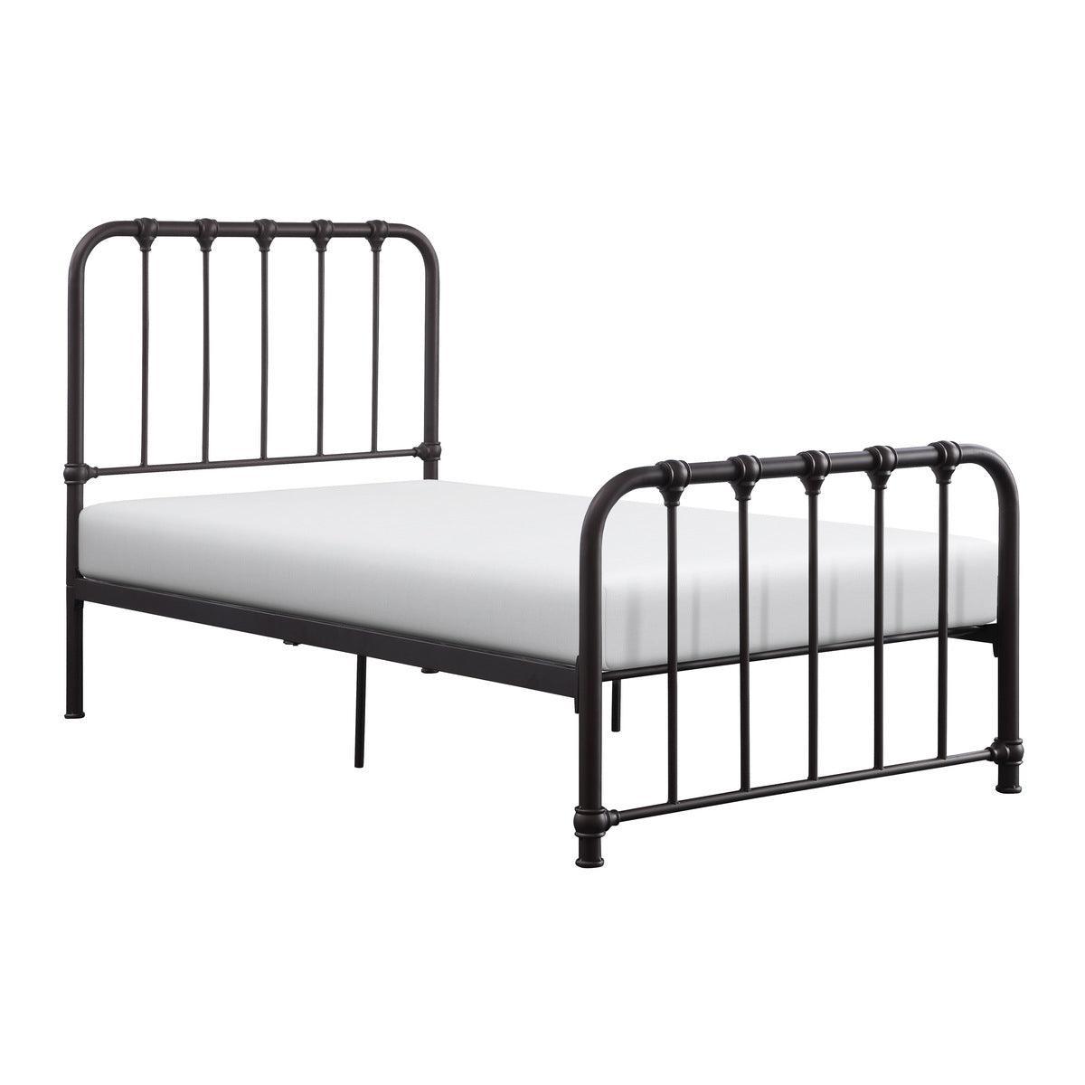 Bethany Dark Bronze Modern Contemporary Traditional Metal Frame Twin Platform Bed Ships In One Box - Ella Furniture