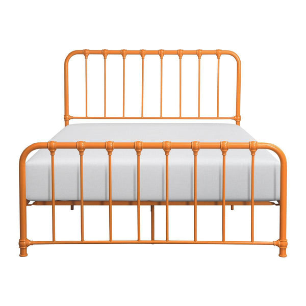 Bethany Orange Finish Modern Contemporary Traditional Youth Queen Platform Bed With Metal Frame - Ella Furniture