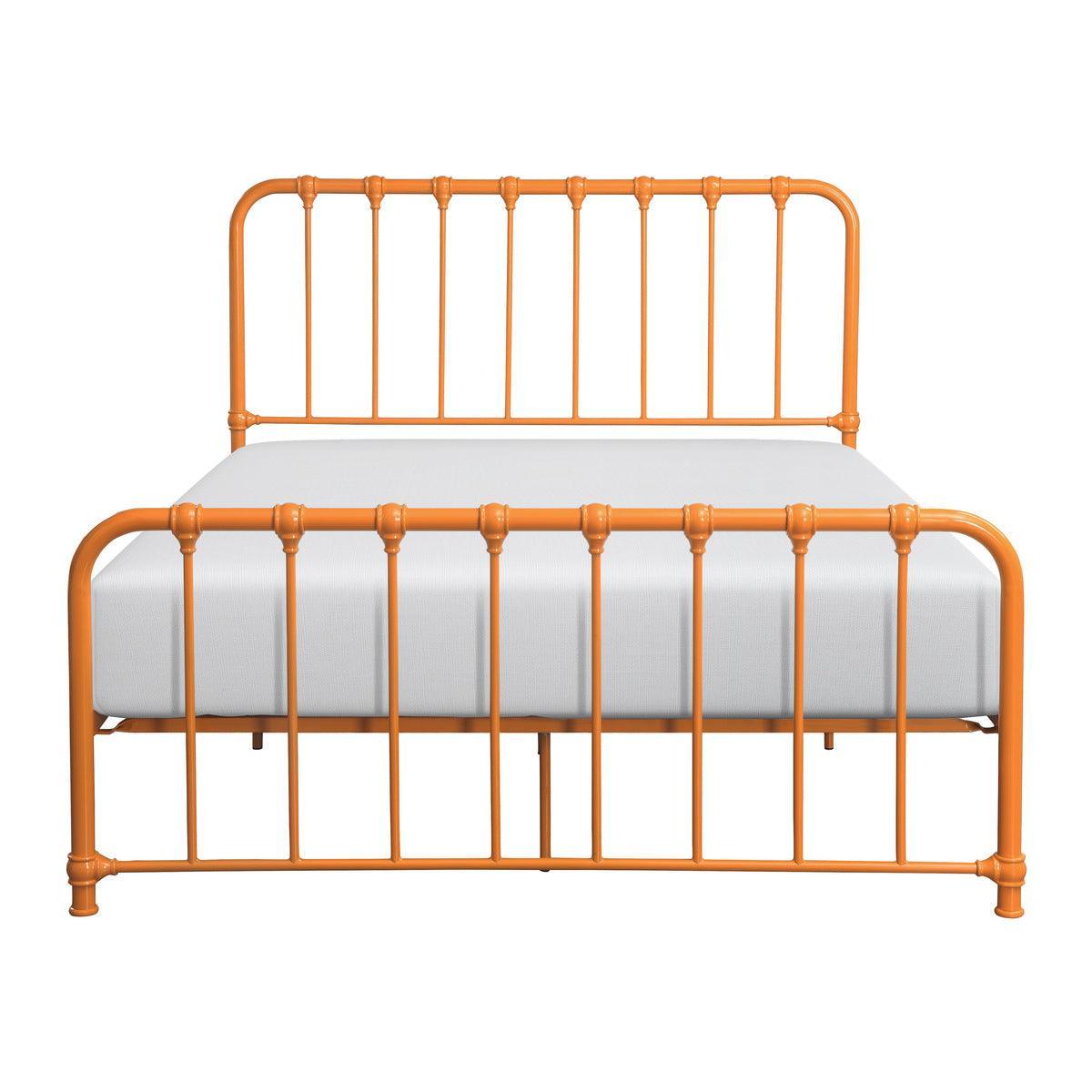 Bethany Orange Finish Modern Contemporary Traditional Youth Queen Platform Bed With Metal Frame - Ella Furniture
