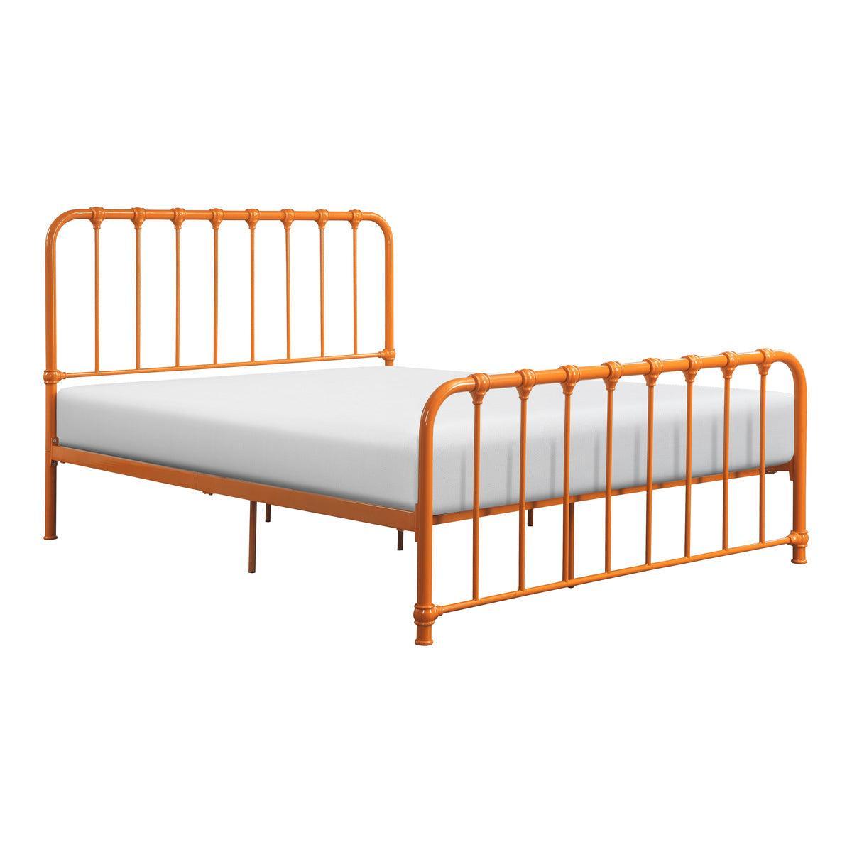 Bethany Orange Modern Contemporary Traditional Metal Frame Queen Platform Bed Ships In One Box - Ella Furniture