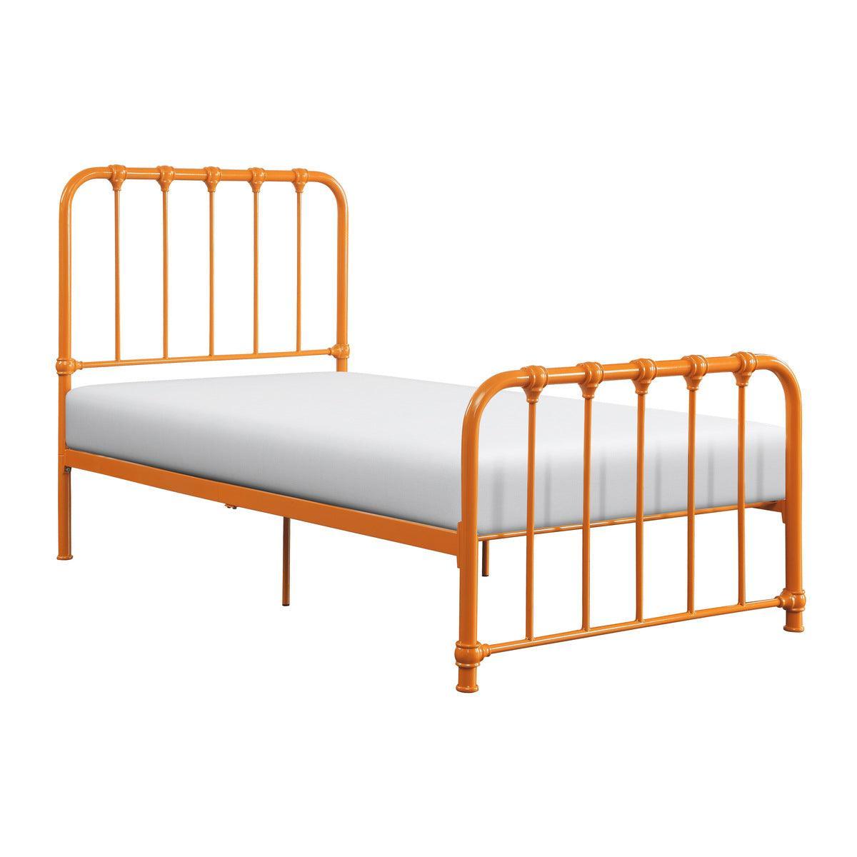 Bethany Orange Modern Contemporary Traditional Metal Frame Twin Platform Bed Ships In One Box - Ella Furniture