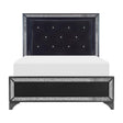 Salon Black Wood And Engineered Wood Faux Leather Upholstered Tufted Headboard LED King Panel Bed - Ella Furniture
