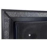 Salon Black Wood And Engineered Wood Faux Leather Upholstered Tufted Headboard LED King Panel Bed - Ella Furniture