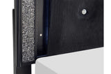 Salon Black Modern Contemporary Solid Wood Faux Leather Upholstered Tufted LED Panel Bedroom Set - Ella Furniture