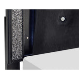 Salon Black Wood And Engineered Wood Faux Leather Upholstered Tufted Headboard LED King Panel Bed - Ella Furniture