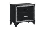 Salon Black Modern Contemporary Solid Wood Faux Leather Upholstered Tufted LED Panel Bedroom Set - Ella Furniture