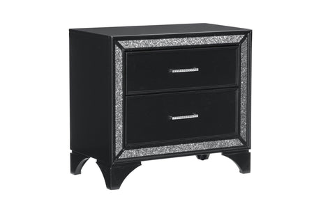 Salon Black Modern Contemporary Solid Wood Faux Leather Upholstered Tufted LED Panel Bedroom Set - Ella Furniture