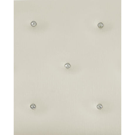 Salon Pearl White Wood And Engineered Wood Faux Leather Upholstered Tufted LED Queen Panel Bed - Ella Furniture