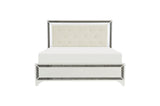 Salon White Modern Contemporary Solid Wood Faux Leather Upholstered Tufted LED Panel Bedroom Set - Ella Furniture