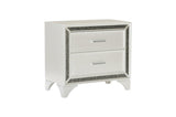Salon White Modern Contemporary Solid Wood Faux Leather Upholstered Tufted LED Panel Bedroom Set - Ella Furniture