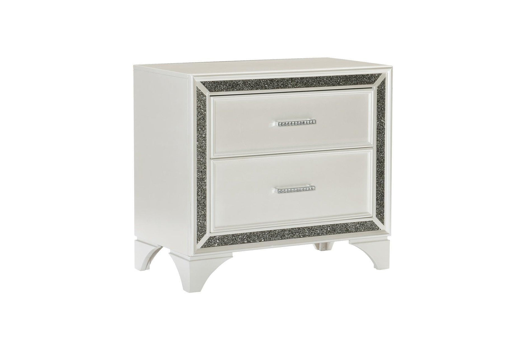 Salon White Modern Contemporary Solid Wood Faux Leather Upholstered Tufted LED Panel Bedroom Set - Ella Furniture