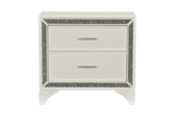 Salon White Modern Contemporary Solid Wood Faux Leather Upholstered Tufted LED Panel Bedroom Set - Ella Furniture