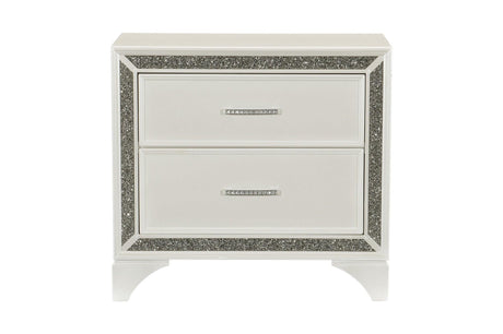 Salon White Modern Contemporary Solid Wood Faux Leather Upholstered Tufted LED Panel Bedroom Set - Ella Furniture