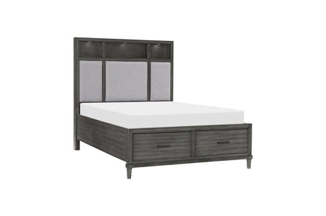 Wittenberry Gray Modern Contemporary Solid Wood Fabric Upholstered Storage Bedroom Set - Ella Furniture