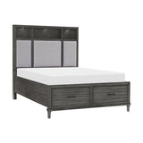 Wittenberry Gray Wood, Engineered Wood Fabric Polyester Upholstered LED Storage King Platform Bed - Ella Furniture
