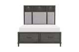 Wittenberry Gray Modern Contemporary Solid Wood Fabric Upholstered Storage Bedroom Set - Ella Furniture