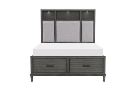 Wittenberry Gray Modern Contemporary Solid Wood Fabric Upholstered Storage Bedroom Set - Ella Furniture