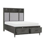 Wittenberry Gray Transitional Engineered Wood Fabric Upholstered LED Storage Queen Platform Bed - Ella Furniture