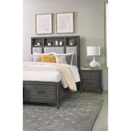 Wittenberry Gray Wood, Engineered Wood Fabric Polyester Upholstered LED Storage King Platform Bed - Ella Furniture