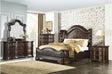 Royal Highlands Brown Cherry Finish Contemporary Solid Wood Faux Leather Upholstered Bedroom Set - Ella Furniture