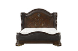 Royal Highlands Brown Cherry Finish Contemporary Solid Wood Faux Leather Upholstered Bedroom Set - Ella Furniture