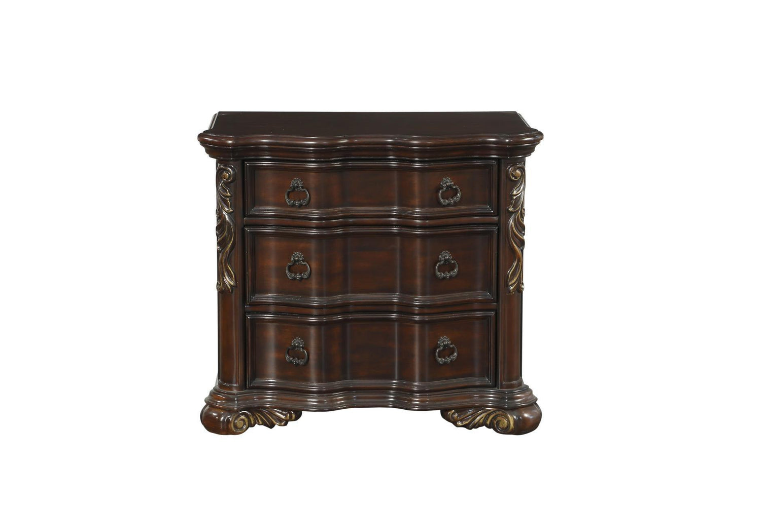 Royal Highlands Brown Cherry Finish Contemporary Solid Wood Faux Leather Upholstered Bedroom Set - Ella Furniture