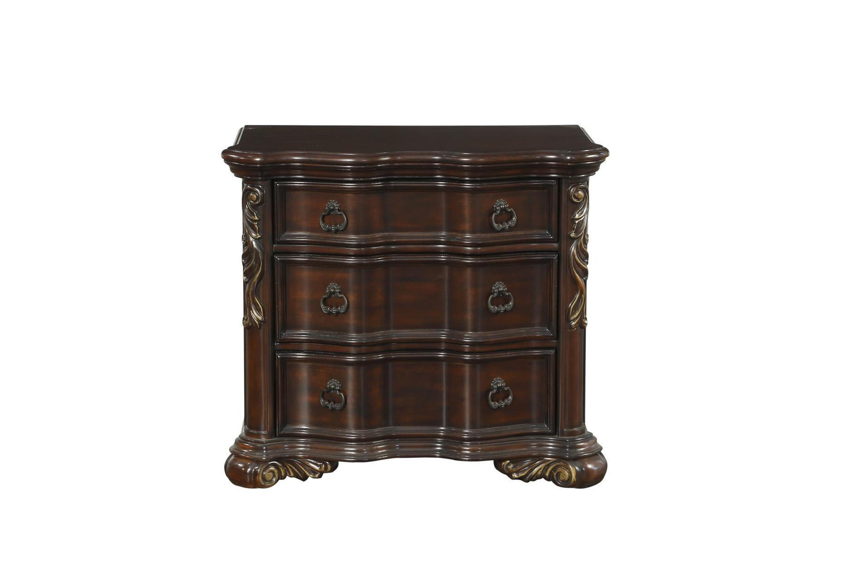 Royal Highlands Brown Cherry Finish Contemporary Solid Wood Faux Leather Upholstered Bedroom Set - Ella Furniture