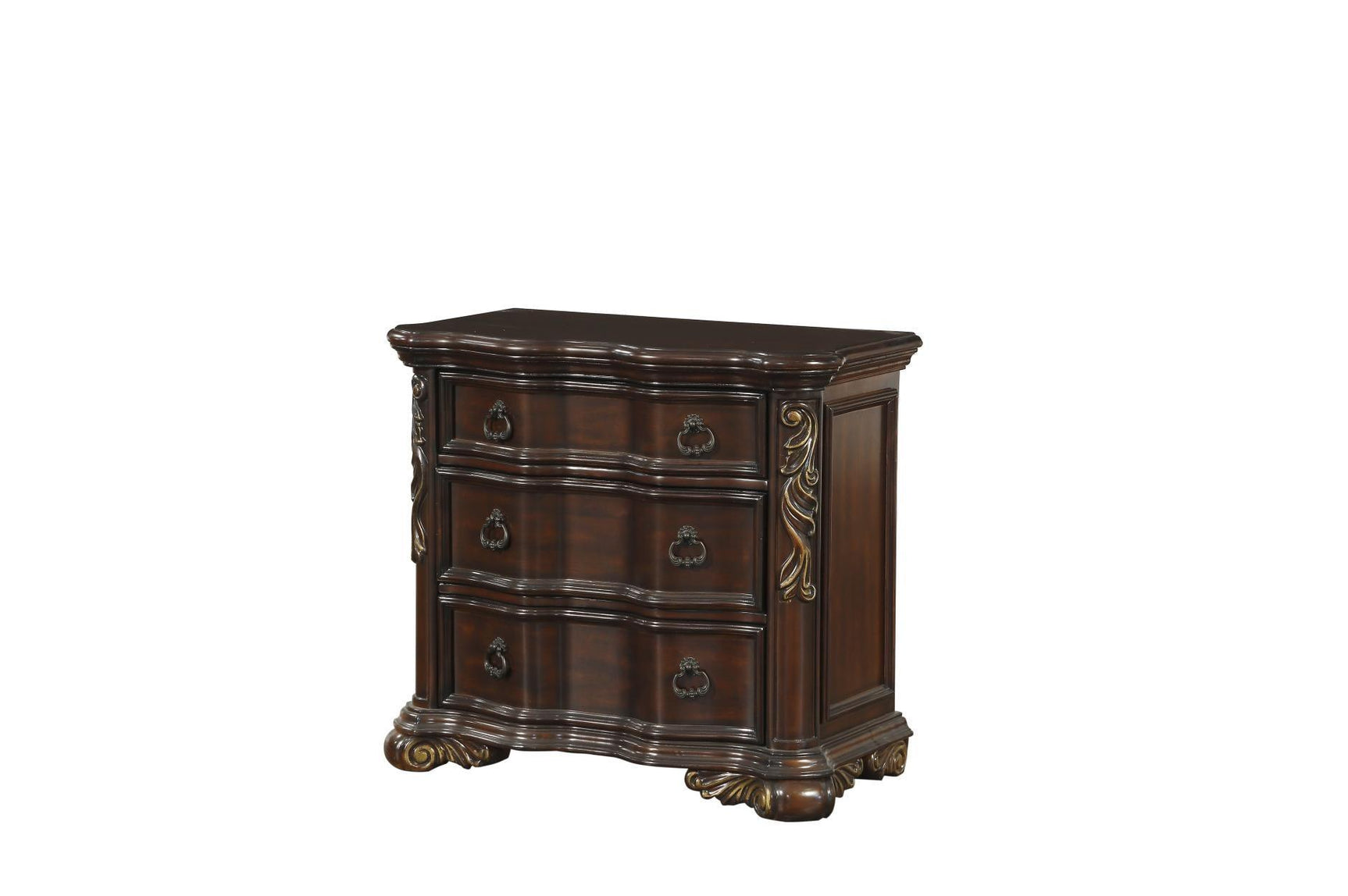 Royal Highlands Brown Cherry Finish Contemporary Solid Wood Faux Leather Upholstered Bedroom Set - Ella Furniture