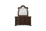 Royal Highlands Brown Cherry Finish Contemporary Solid Wood Faux Leather Upholstered Bedroom Set - Ella Furniture