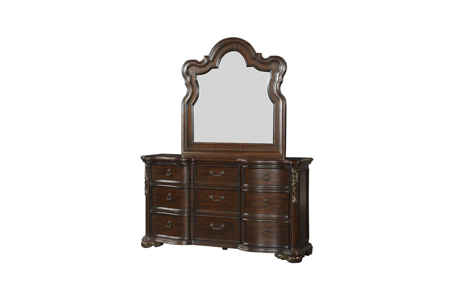 Royal Highlands Brown Cherry Finish Contemporary Solid Wood Faux Leather Upholstered Bedroom Set - Ella Furniture