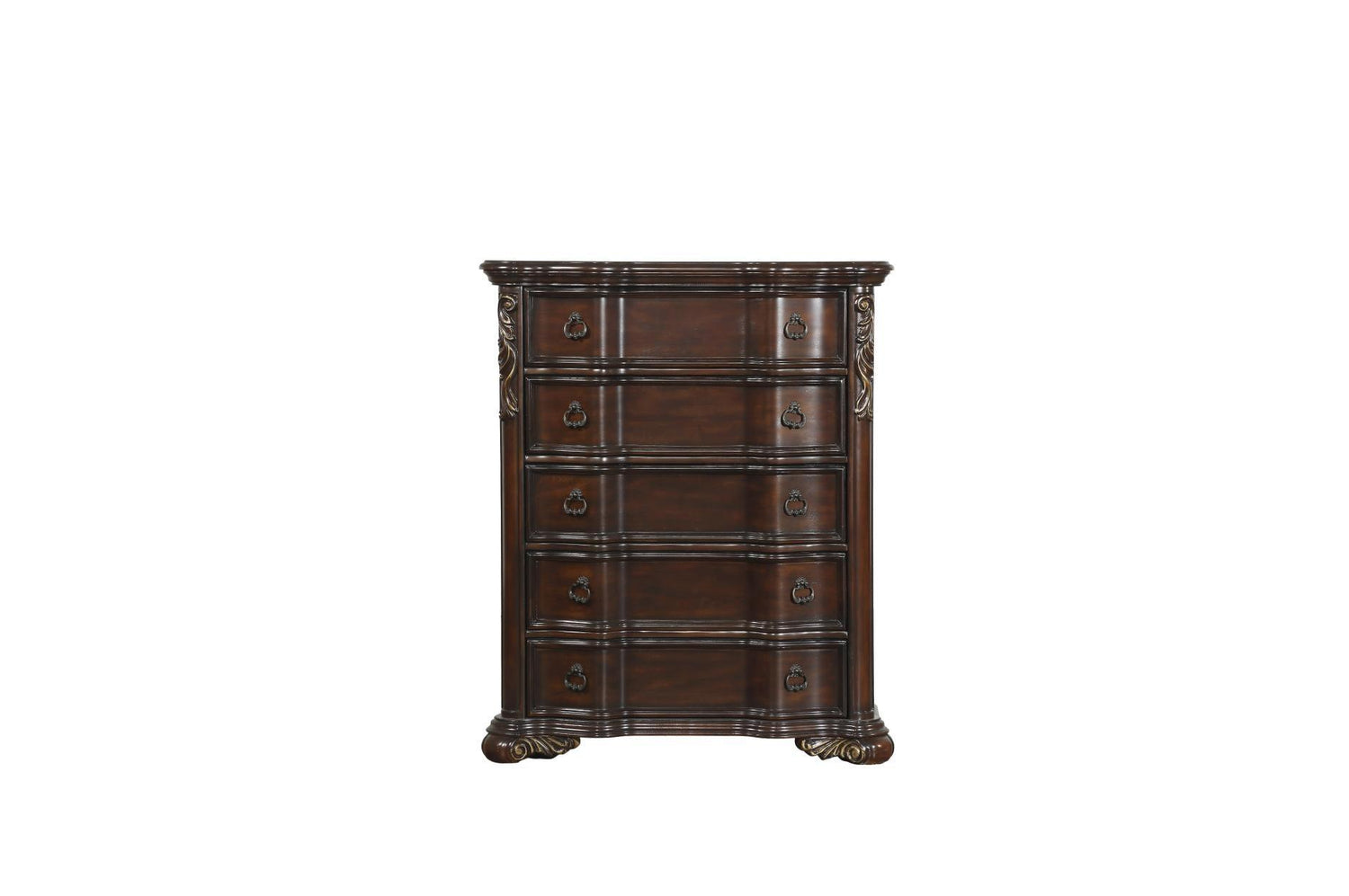 Royal Highlands Brown Cherry Finish Contemporary Solid Wood Faux Leather Upholstered Bedroom Set - Ella Furniture