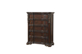 Royal Highlands Brown Cherry Finish Contemporary Solid Wood Faux Leather Upholstered Bedroom Set - Ella Furniture