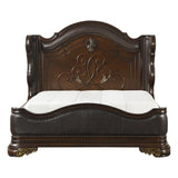 Royal Cherry Modern Traditional Wood And Engineered Wood Faux Leather Upholstered King Panel Bed - Ella Furniture
