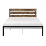 Marshall Black Metal Modern Metal Frame Faux Wood Veneered Queen Platform Bed Ships In One Box - Ella Furniture